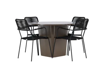 Santa Fe Matgrupp Utomhus Rund 120 cm + 4 st Hochanas Matstolar Svart/Brun - Utemöbler & utemiljö - Utegrupp - Matgrupp utomhus