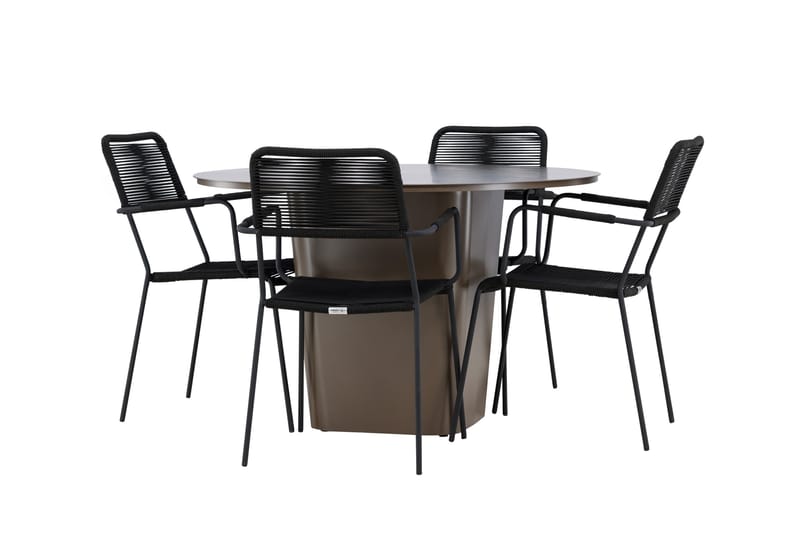 Santa Fe Matgrupp Utomhus Rund 120 cm + 4 st Hochanas Matstolar Svart/Brun - Utemöbler & utemiljö - Utegrupp - Matgrupp utomhus