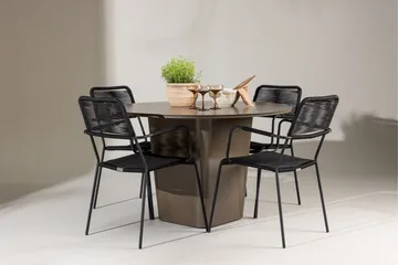 Santa Fe Matgrupp Utomhus Rund 120 cm + 4 st Hochanas Matstolar Svart/Brun - Utemöbler & utemiljö - Utegrupp - Matgrupp utomhus