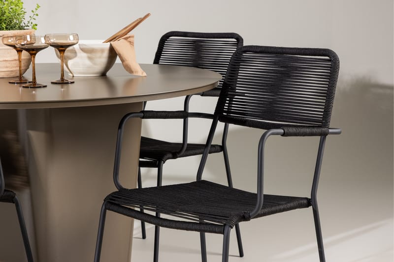 Santa Fe Matgrupp Utomhus Rund 120 cm + 4 st Hochanas Matstolar Svart/Brun - Utemöbler & utemiljö - Utegrupp - Matgrupp utomhus