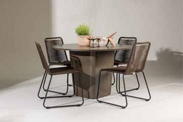 Santa Fe Matgrupp Utomhus Rund 120 cm + 4 st Lindos Matstolar Brun - Utemöbler & utemiljö - Utegrupp - Matgrupp utomhus