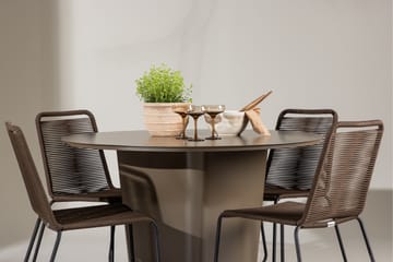 Santa Fe Matgrupp Utomhus Rund 120 cm + 4 st Lindos Matstolar Brun - Utemöbler & utemiljö - Utegrupp - Matgrupp utomhus
