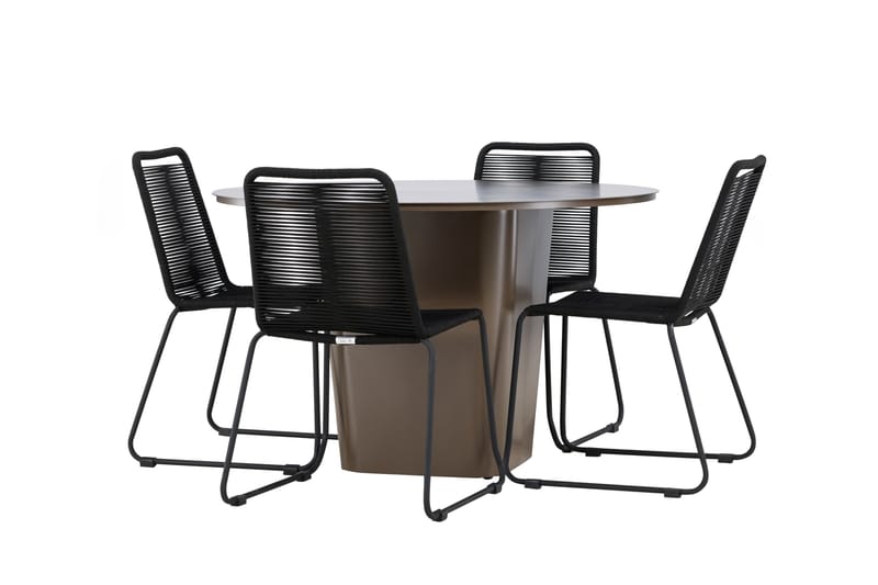 Santa Fe Matgrupp Utomhus Rund 120 cm + 4 st Linero Matstolar Svart/Brun - Utemöbler & utemiljö - Utegrupp - Matgrupp utomhus