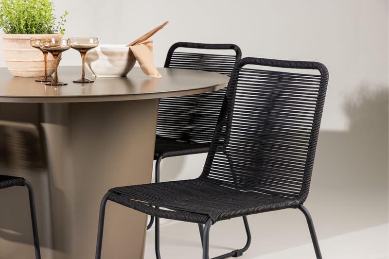 Santa Fe Matgrupp Utomhus Rund 120 cm + 4 st Linero Matstolar Svart/Brun - Utemöbler & utemiljö - Utegrupp - Matgrupp utomhus