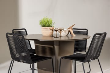 Matgrupp Utomhus Santa Fe Rund 120 cm + 4 st Linero Matstolar Svart/Brun - Utemöbler & utemiljö - Utegrupp - Matgrupp utomhus