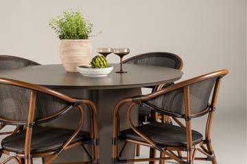 Santa Fe Matgrupp Rund 120 cm + 4 st Vila Matstolar Svart/Brun - Utemöbler & utemiljö - Utegrupp - Matgrupp utomhus