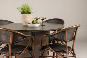 Santa Fe Matgrupp Rund 120 cm + 4 st Vila Matstolar Svart/Brun - Utemöbler & utemiljö - Utegrupp - Matgrupp utomhus