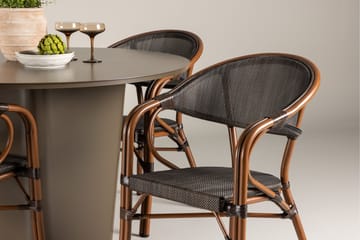 Santa Fe Matgrupp Rund 120 cm + 4 st Vila Matstolar Svart/Brun - Utemöbler & utemiljö - Utegrupp - Matgrupp utomhus