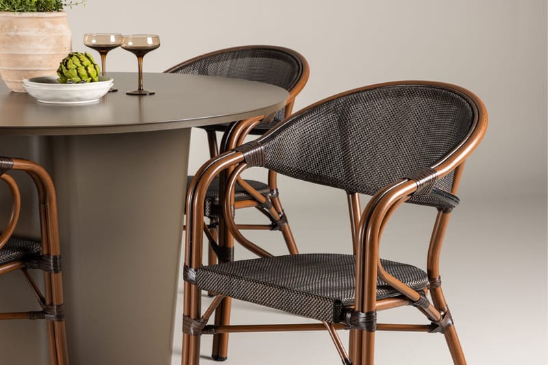 Santa Fe Matgrupp Rund 120 cm + 4 st Vila Matstolar Svart/Brun - Utemöbler & utemiljö - Utegrupp - Matgrupp utomhus