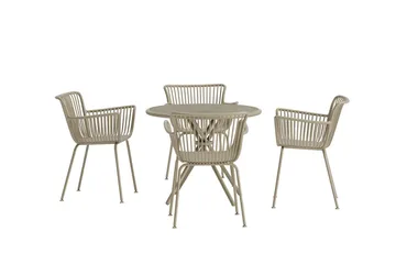 Matgrupp Sifnos 90 cm med 4 Stolar Utomhus - Beige - Utemöbler & utemiljö - Utegrupp - Matgrupp utomhus