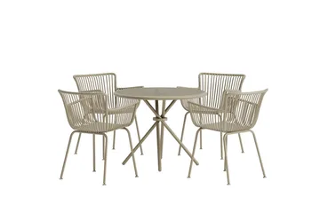 Matgrupp Sifnos 90 cm med 4 Stolar Utomhus - Beige - Utemöbler & utemiljö - Utegrupp - Matgrupp utomhus