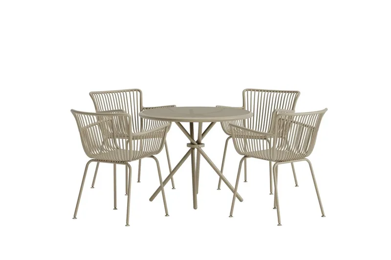 Matgrupp Sifnos 90 cm med 4 Stolar Utomhus - Beige - Utemöbler & utemiljö - Utegrupp - Matgrupp utomhus