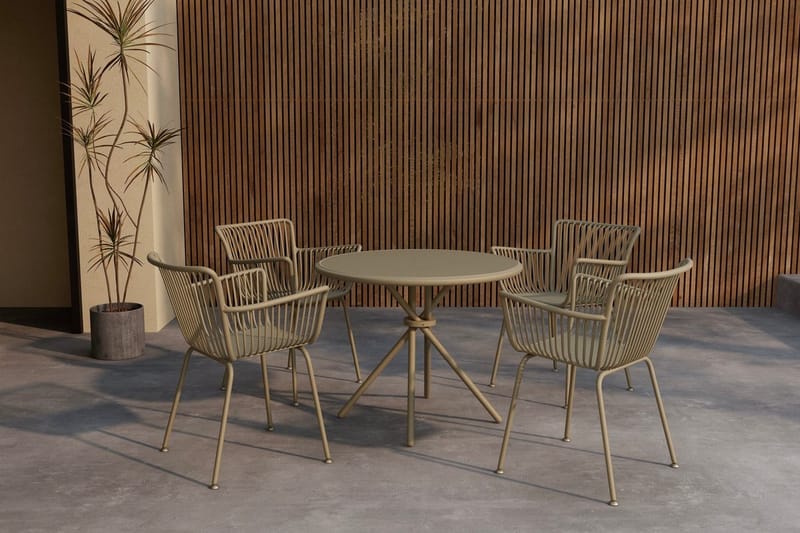 Matgrupp Sifnos 90 cm med 4 Stolar Utomhus, Beige