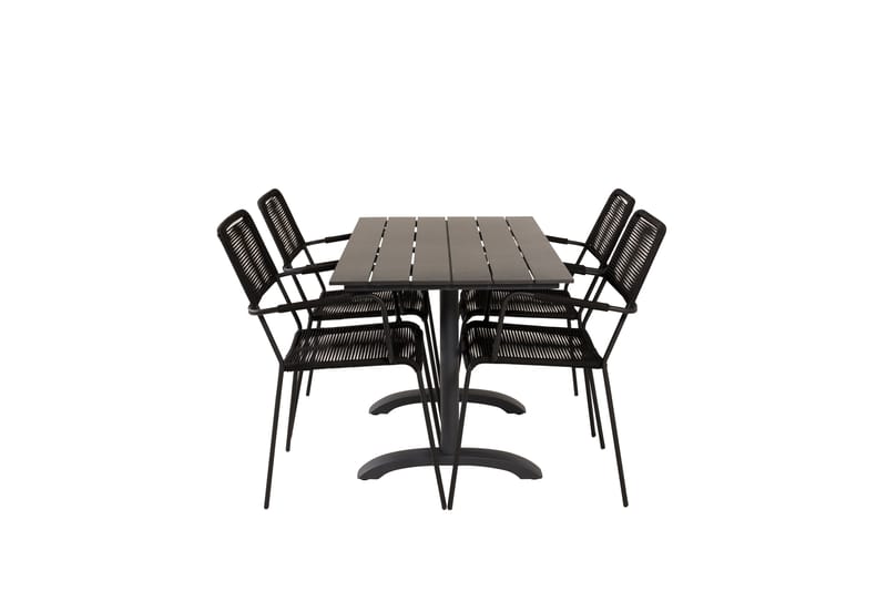 Matgrupp Utomhus + 4 Utestolar Dessie - Svart - Utemöbler & utemiljö - Utegrupp - Cafegrupp & cafeset