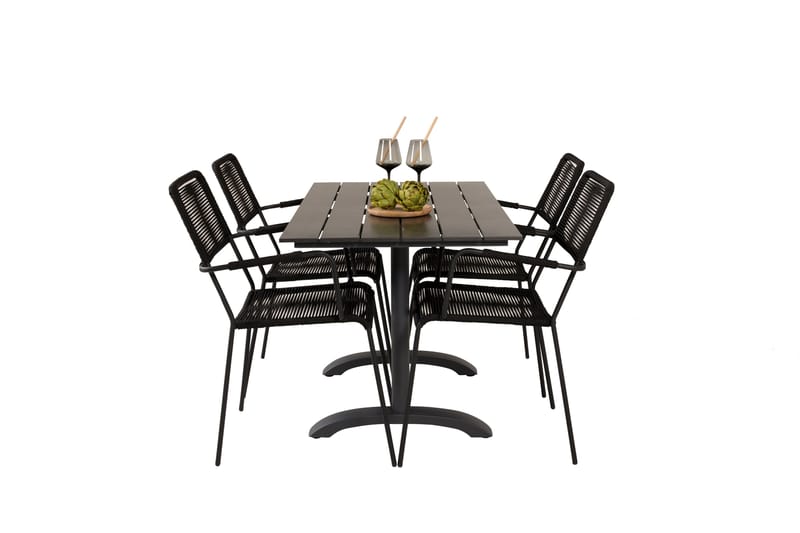 Matgrupp Utomhus + 4 Utestolar Dessie - Svart - Utemöbler & utemiljö - Utegrupp - Cafegrupp & cafeset