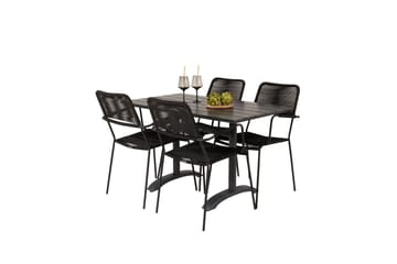 Matgrupp Utomhus + 4 Utestolar Dessie - Svart - Utemöbler & utemiljö - Utegrupp - Cafegrupp & cafeset
