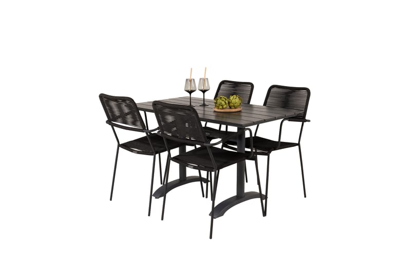 Matgrupp Utomhus + 4 Utestolar Dessie - Svart - Utemöbler & utemiljö - Utegrupp - Cafegrupp & cafeset
