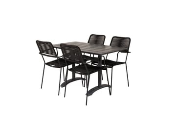 Matgrupp Utomhus + 4 Utestolar Dessie - Svart - Utemöbler & utemiljö - Utegrupp - Cafegrupp & cafeset