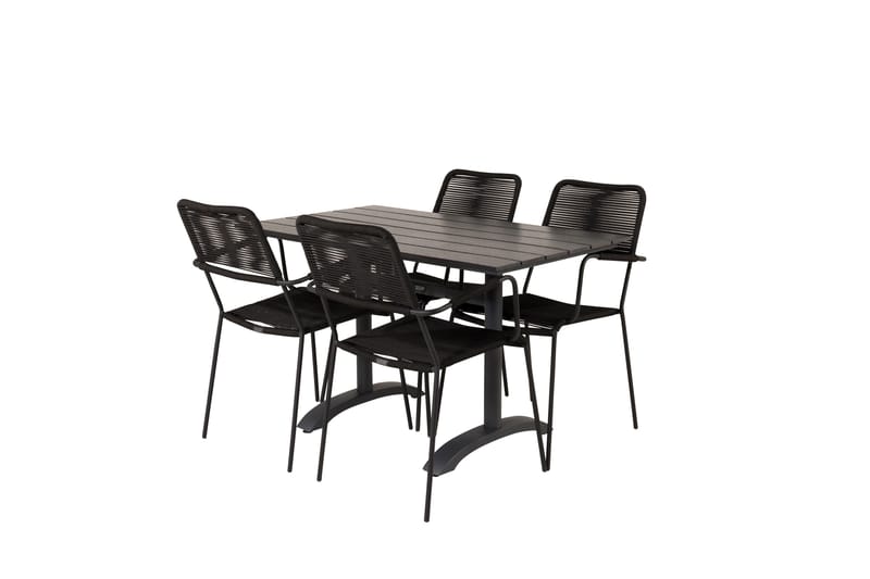 Matgrupp Utomhus + 4 Utestolar Dessie - Svart - Utemöbler & utemiljö - Utegrupp - Cafegrupp & cafeset