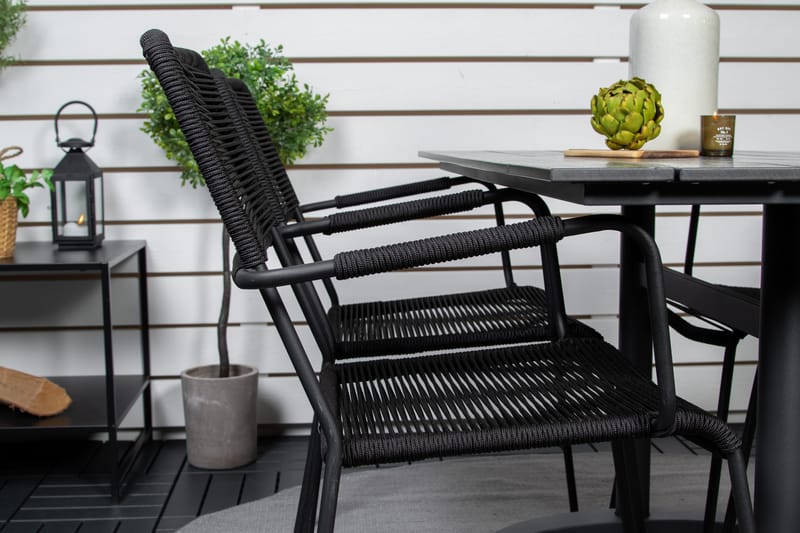 Matgrupp Utomhus + 4 Utestolar Dessie - Svart - Utemöbler & utemiljö - Utegrupp - Cafegrupp & cafeset
