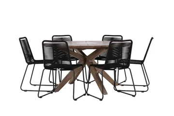 Matgrupp Utomhus + 6 Utestolar Rosario - Brun - Utemöbler & utemiljö - Utegrupp - Matgrupp utomhus