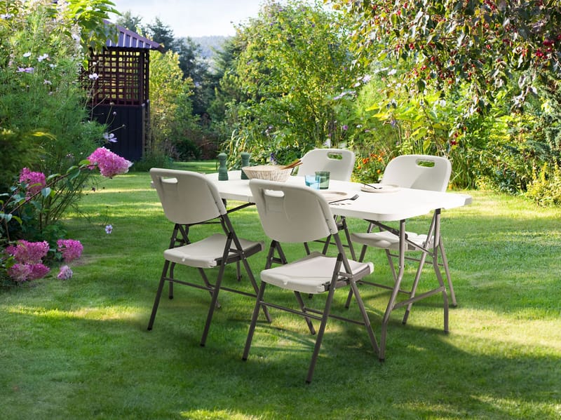 Matgrupp utomhus 4-Sits Cugnoli Fällbar - Vit/silver - Utemöbler & utemiljö - Utegrupp - Matgrupp utomhus