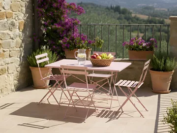 Matgrupp utomhus 4-Sits Fiori Fällbar - pastellrosa - Utemöbler & utemiljö - Utegrupp - Matgrupp utomhus