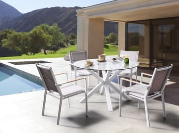 Matgrupp utomhus 4-Sits Maletto/Busseto - Vit/grå/transparent/brun - Utemöbler & utemiljö - Utegrupp - Matgrupp utomhus