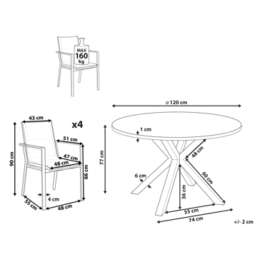 Matgrupp utomhus 4-Sits Maletto/Busseto - Vit/grå/transparent/brun - Utemöbler & utemiljö - Utegrupp - Matgrupp utomhus
