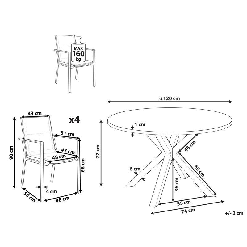 Matgrupp utomhus 4-Sits Maletto/Busseto - Vit/grå/transparent/brun - Utemöbler & utemiljö - Utegrupp - Matgrupp utomhus