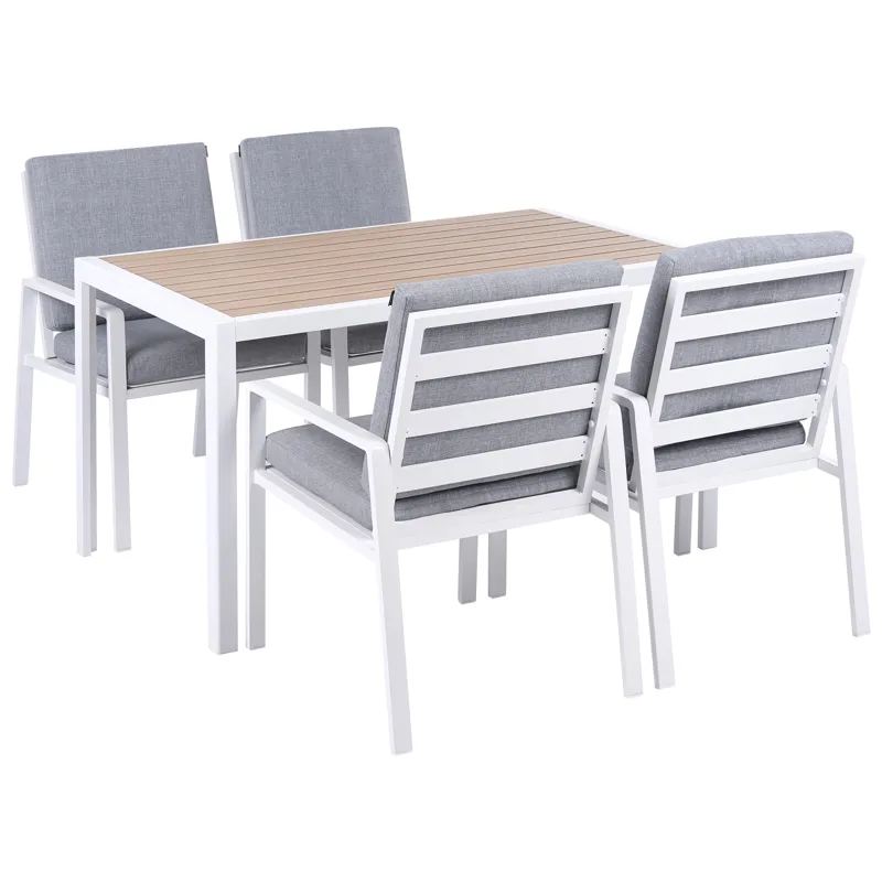 Matgrupp utomhus 4-Sits Visso, vit/grå/beige