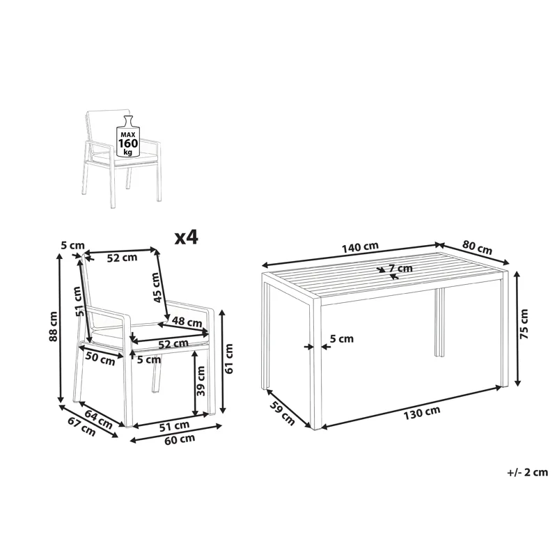 Matgrupp utomhus 4-Sits Visso - vit/grå/beige - Utemöbler & utemiljö - Utegrupp - Matgrupp utomhus