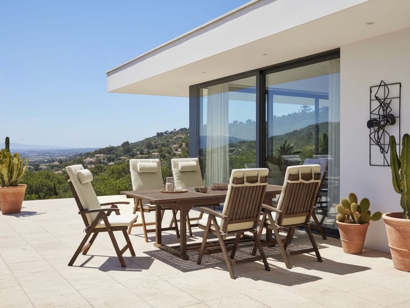 Matgrupp utomhus 6-Sits Amantea Premium Akaciaträ - Brun/Taupe - Utemöbler & utemiljö - Utegrupp - Matgrupp utomhus