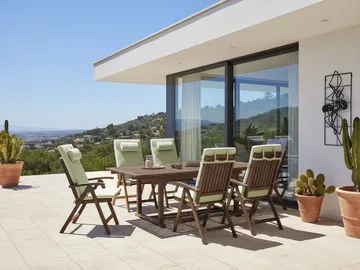 Matgrupp utomhus 6-Sits Amantea Premium Akaciaträ - Brun/Grön - Utemöbler & utemiljö - Utegrupp - Matgrupp utomhus