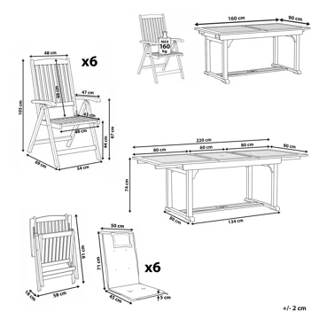 Matgrupp utomhus 6-Sits Amantea Premium Akaciaträ - Brun/Taupe - Utemöbler & utemiljö - Utegrupp - Matgrupp utomhus