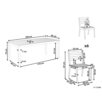 Matgrupp utomhus 6-Sits Chioggia Akaciaträ - Brun - Utemöbler & utemiljö - Utegrupp - Matgrupp utomhus