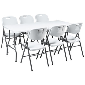 Matgrupp utomhus 6-Sits Cugnoli Fällbar - Vit - Utemöbler & utemiljö - Utegrupp - Matgrupp utomhus