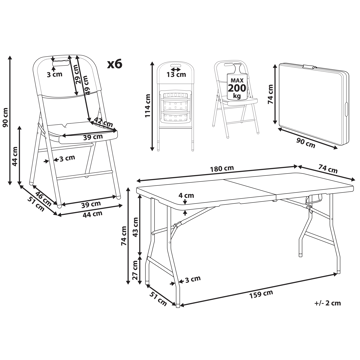 Matgrupp utomhus 6-Sits Cugnoli Fällbar - Vit - Utemöbler & utemiljö - Utegrupp - Matgrupp utomhus