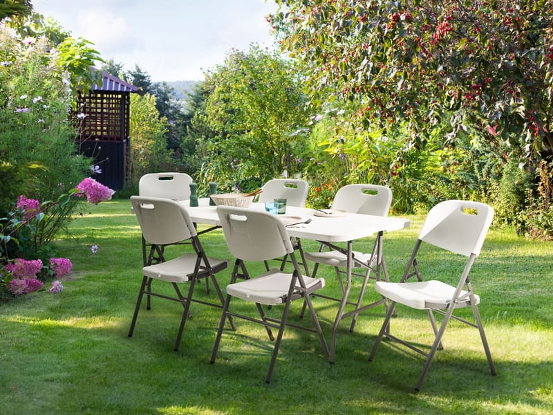 Matgrupp utomhus 6-Sits Cugnoli Fällbar - Vit - Utemöbler & utemiljö - Utegrupp - Matgrupp utomhus