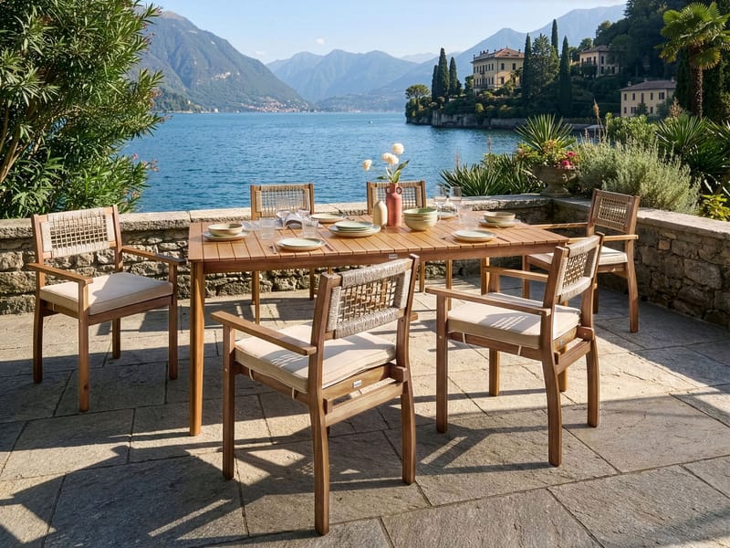 Matgrupp utomhus 6-Sits Jaco/Sumirago Akaciaträ - brun - Utemöbler & utemiljö - Utegrupp - Matgrupp utomhus