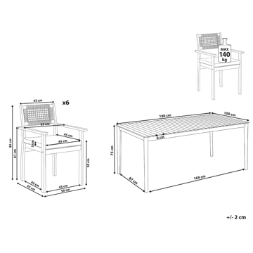 Matgrupp utomhus 6-Sits Jaco/Sumirago Akaciaträ - brun - Utemöbler & utemiljö - Utegrupp - Matgrupp utomhus