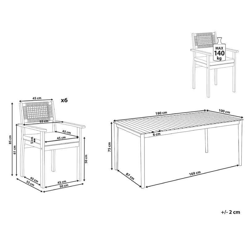 Matgrupp utomhus 6-Sits Jaco/Sumirago Akaciaträ - brun - Utemöbler & utemiljö - Utegrupp - Matgrupp utomhus
