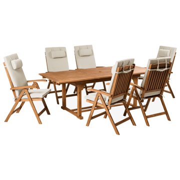 Matgrupp utomhus 6-Sits Java Premium Akaciaträ - taupe - Utemöbler & utemiljö - Utegrupp - Matgrupp utomhus