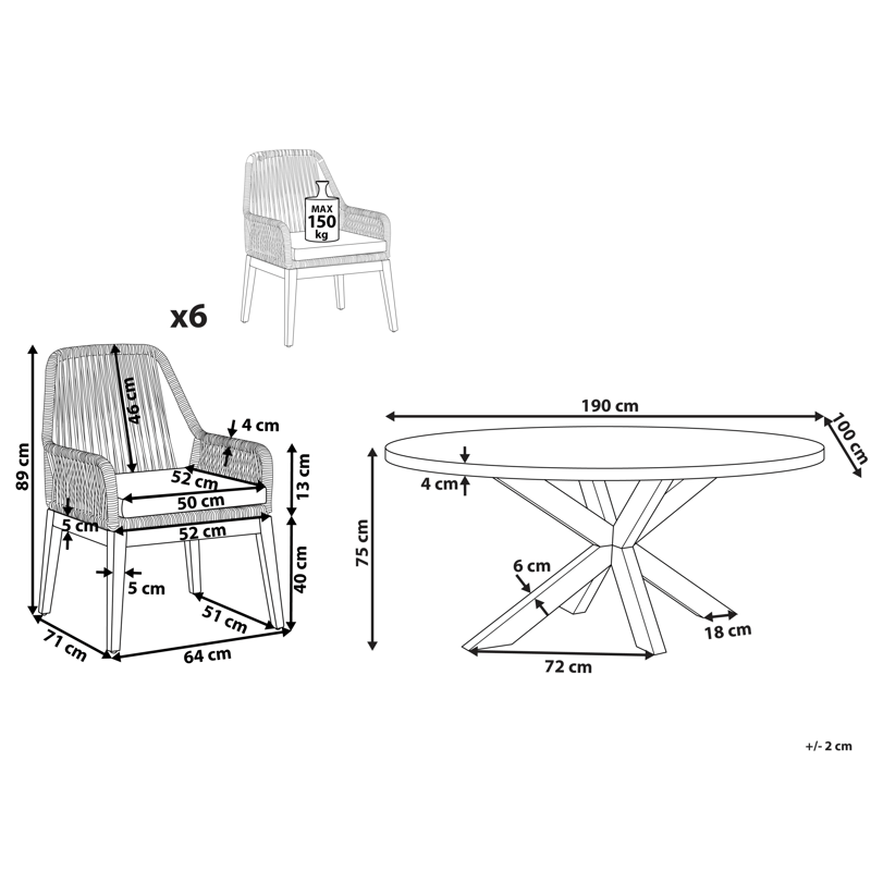 Matgrupp utomhus 6-Sits Oristano med Kuddar Betong - beige - Utemöbler & utemiljö - Utegrupp - Matgrupp utomhus