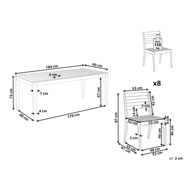 Matgrupp utomhus 8-Sits Chioggia Akaciaträ - brun - Utemöbler & utemiljö - Utegrupp - Matgrupp utomhus