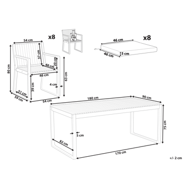 Matgrupp utomhus 8-Sits Sassari Premium med Kuddar Akaciaträ - Brun/Beige - Utemöbler & utemiljö - Utegrupp - Matgrupp utomhus