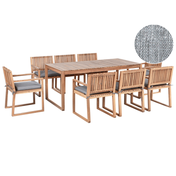 Matgrupp utomhus 8-Sits Sassari Premium med Kuddar Akaciaträ - Brun/Grå - Utemöbler & utemiljö - Utegrupp - Matgrupp utomhus