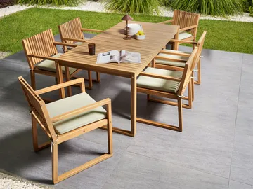 Matgrupp utomhus 8-Sits Sassari Premium med Kuddar Akaciaträ - Brun/Grön - Utemöbler & utemiljö - Utegrupp - Matgrupp utomhus