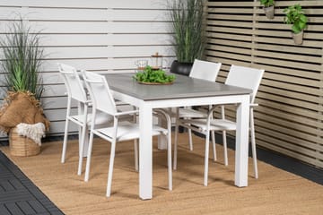 Matgrupp Utomhus Albany 150-210 cm Rektangulär med 4 Santorini Utestolar - Grå - Utemöbler & utemiljö - Utegrupp - Matgrupp utomhus