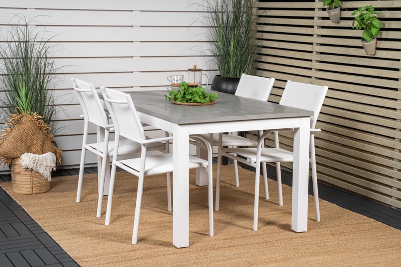 Matgrupp Utomhus Albany 150-210 cm Rektangulär med 4 Santorini Utestolar - Grå - Utemöbler & utemiljö - Utegrupp - Matgrupp utomhus
